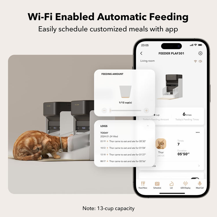 PETLIBRO RFID Automatic Cat Feeder, Collar Tag-Activated Personalized Meals, 5G&2.4G Wi-Fi Programmable Cat Food Dispenser with Cats Recognition & Diet Tracking for Multi-Pet Homes and Different Diets