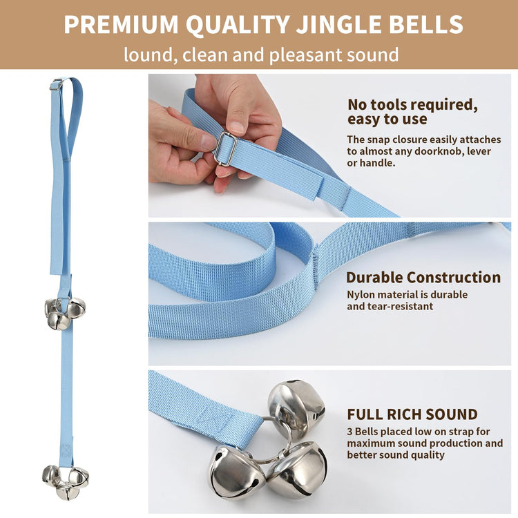 Luckyiren Upgraded Puppy Bells Dog Doorbells for Door Knob/Potty Training/Go Outside-Dog Bells for Puppies Dogs Doggy Doggie Pooch Pet Cat for Dog Lovers-Premium Quality-3 Snaps for Length Adjustment