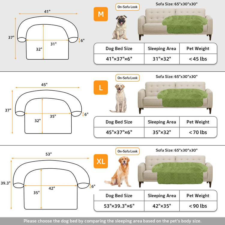 Calming Dog Bed Fluffy Plush Dog Mat for Furniture Protector with Removable Washable Cover for Large Medium Small Dogs and Cats (Small(35x31x5), Light Grey)