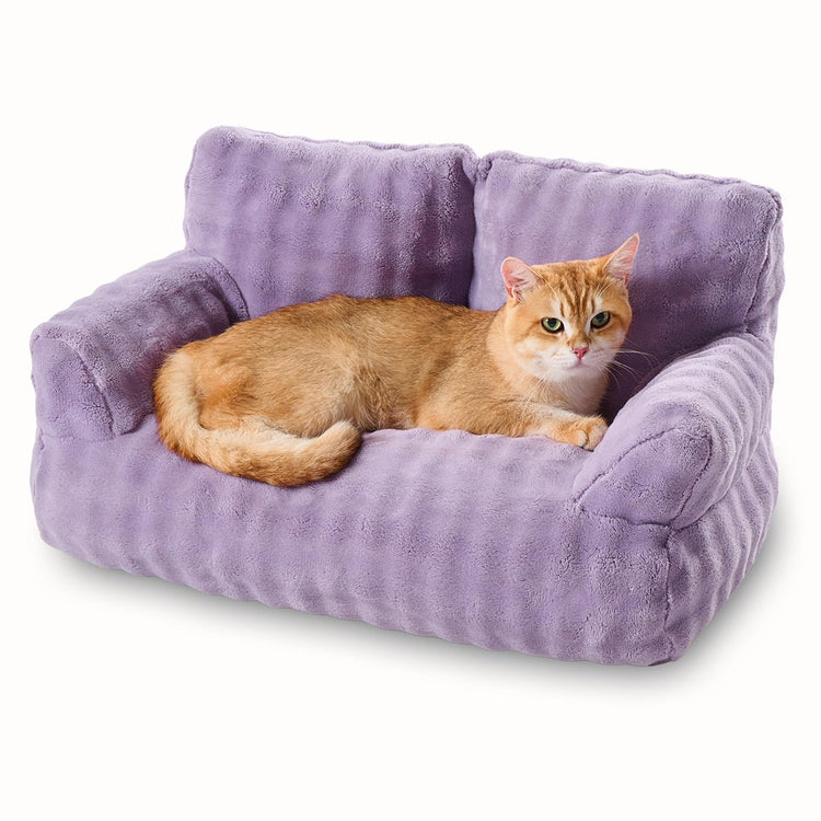 Cat Couch Bed, Cute Soft Pet Sofa for Indoor Cats Kittens Puppies with Removable Washable Cover, 26"x15", Dusty Purple