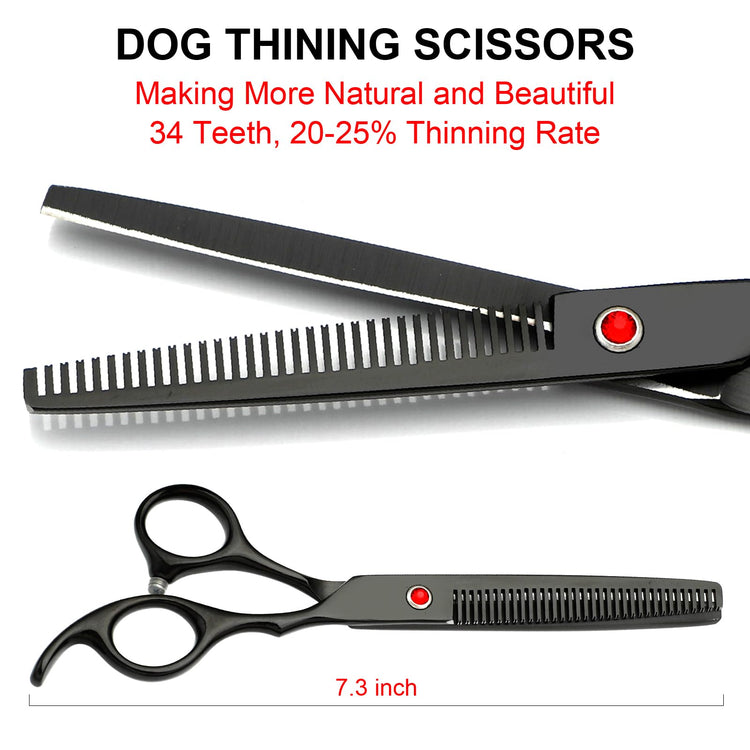 TINMARDA Dog Grooming Kit, Professional Stainless Steel Dog Grooming Scissors with Curved Shears, Pink Finger Rings - 5 Piece Sharp Durable Pet Shears for Dogs Cats At Home Salon-Quality Grooming