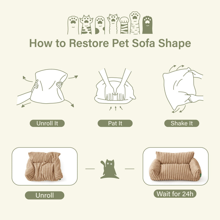 Cute Couch Bed for Pets, Supportive Cat Sofa for Indoor Cats, Small Dog Sofa Bed for Small Dogs, Grey, 24 inches