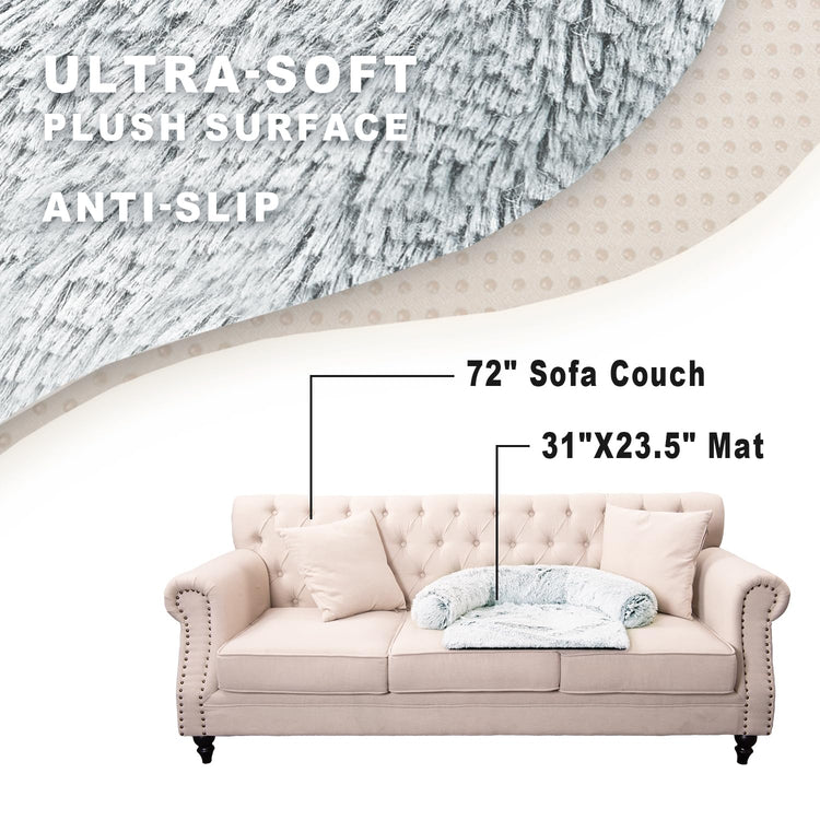 Calming Dogs/Cats Bed Mats, Dog Pad Washable Removable Couch Cover, Plush Long Fur Mat for Pets, Waterproof Lining, Perfect for Small, Medium and Large Dogs and Cats (Gradient Gray, 36"x31")
