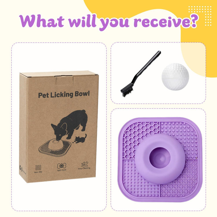 Slow Feeder Dog Bowls & Lick Mat for Liquid and Thick Treat, Anti-Slip Dog Lick Bowl with Interactive Rolling Ball, 5/6 Cup Pup Licking Toy for Large Medium Small Dogs and Cats Blue