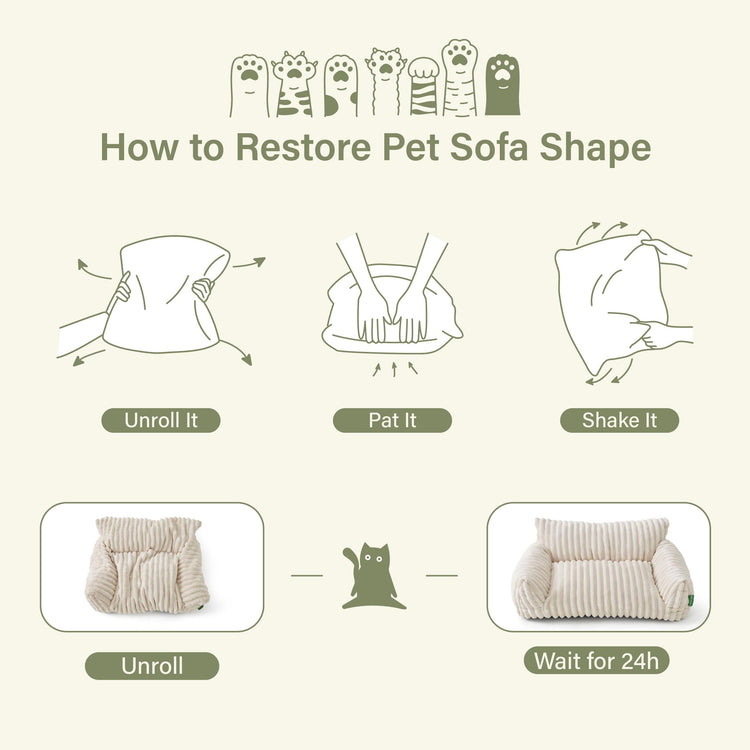 Cute Couch Bed for Pets, Supportive Cat Sofa for Indoor Cats, Small Dog Sofa Bed for Small Dogs, Grey, 24 inches