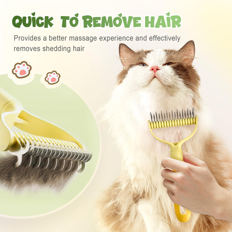 Double-Sided Pet Grooming Brush for Dogs and Cats, 2026 New Dog Deshedding Brush, Dematting Comb Removes Tangles Knots and Loose Fur, Ergonomic Pet Grooming Tool (Blue)