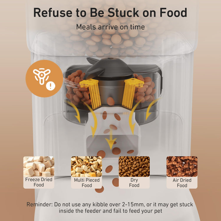 Automatic Dog Feeder with Elevated Stand - 7L Cat Food Dispenser with Large Food Tray, Timed Auto Cat Feeder for Dry Food, 6 Meals Per Day, No-Jam, Freshness Design, Detachable for Easy Clean