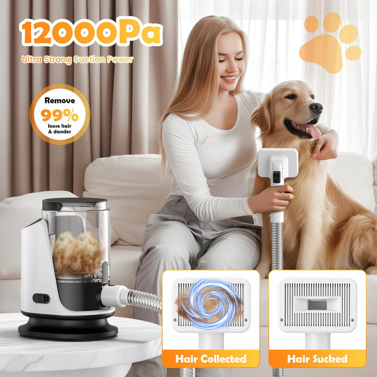 SNOYWEN Dog Grooming Vacuum & Dryer & Clippers for Shedding Grooming, 3L Canister for Large Dog, 3 in 1 Grooming Kit for Dogs at Home, Adjustable Temperature and Airflow Pet Grooming Kits.