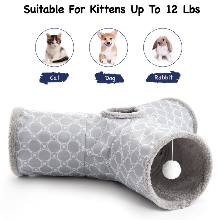 Tempcore Pet Cat Tunnel Tube Cat Toys 3 Way Collapsible, Tunnels for Indoor Cats，Kitty Bored Peek Hole Toy Ball Cat, Puppy, Kitty, Kitten, Rabbit