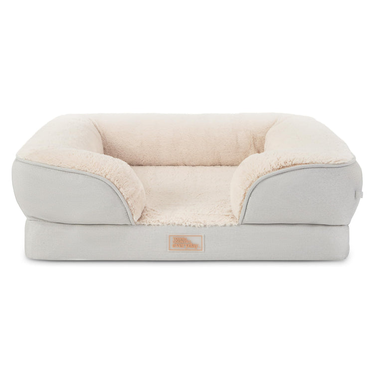 Town & Country Everyday CuddleTown Comfy Solid Bolster Sofa Pet Bed, Supportive & Calming Egg Crate Foam, Non-Slip Bottom, Machine Washable Cover, Grey, Medium 28"x23"x8"