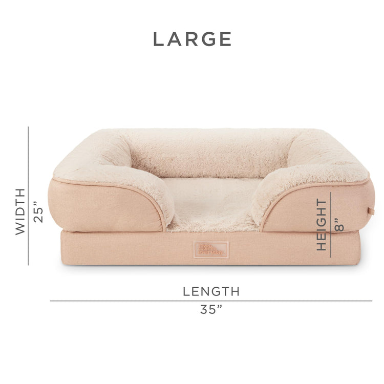 Town & Country Everyday CuddleTown Comfy Solid Bolster Sofa Pet Bed, Supportive & Calming Egg Crate Foam, Non-Slip Bottom, Machine Washable Cover, Grey, Medium 28"x23"x8"