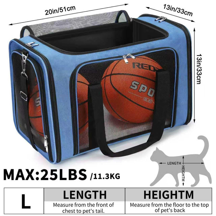 Soft-Sided Cat/Dog/Pet Carrier, Collapsible Pets Travel Carriers for Big Cats/Small Dogs with Shoulder Strap & Removable Mat, Mesh Puppy Carry Bag, Up to 16 Lbs, TSA Airline Approved(Black)