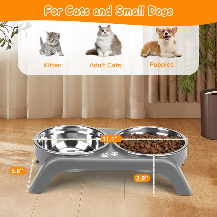 COMESOON Elevated Dog Bowls, 4 Height Adjustable Raised Bowl Stand with 2 Thick 50oz Stainless Steel Food Bowls Non-Slip Feeder Adjusts to 3.7'', 9.2'', 10.75'', 12.36'' Black, (DB-W01)