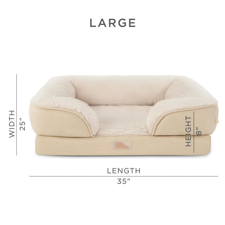 Town & Country Everyday CuddleTown Comfy Solid Bolster Sofa Pet Bed, Supportive & Calming Egg Crate Foam, Non-Slip Bottom, Machine Washable Cover, Grey, Medium 28"x23"x8"