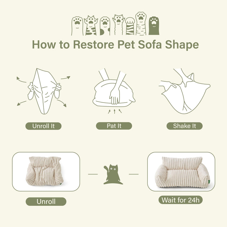 Cute Couch Bed for Pets, Supportive Cat Sofa for Indoor Cats, Small Dog Sofa Bed for Small Dogs, Grey, 24 inches