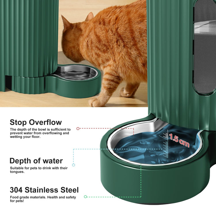 Gardner Pet Automatic Gravity Cat Food Feeder and Water Dispenser Stainless Steel Two-in-One Set Large Capacity Dispenser for Pets Dogs, Puppies, Kittens-(0.8 Gallons x 2)