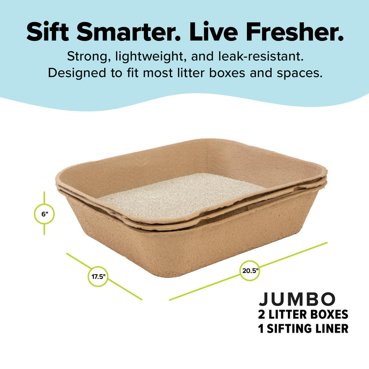 Kitty Sift Disposable Cat Litter Box Large, 6 Count, Durable Portable for Travel and Home, Eco-Friendly Disposable Litter Box Controls Odor