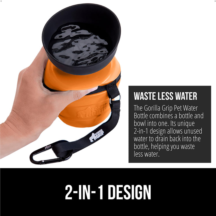 GORILLA GRIP Dog Water Bottle, Portable Water Bowl Dispenser for Dogs, 12 oz Leak Proof Pet Travel Squeeze Bottles, Food Grade Silicone, to Go Puppy Essentials, Hiking Camping Trip Accessories, Pink
