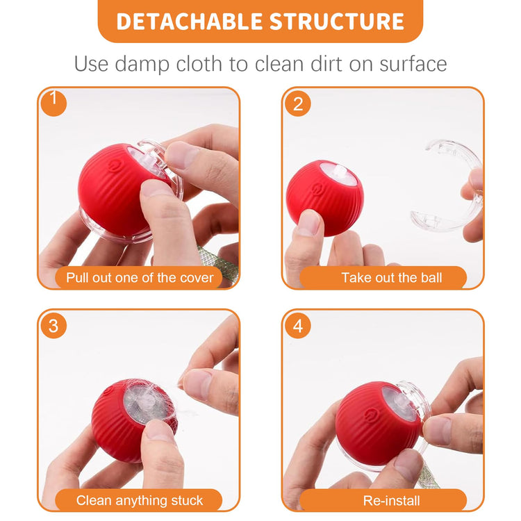 Interactive Cat Toys for Indoor Cats Smart Automatic Ball Rolling for Bored Kitten Pet Upgraded Speedy Moving Chase Dogs Toy Mothers Day Gifts Red