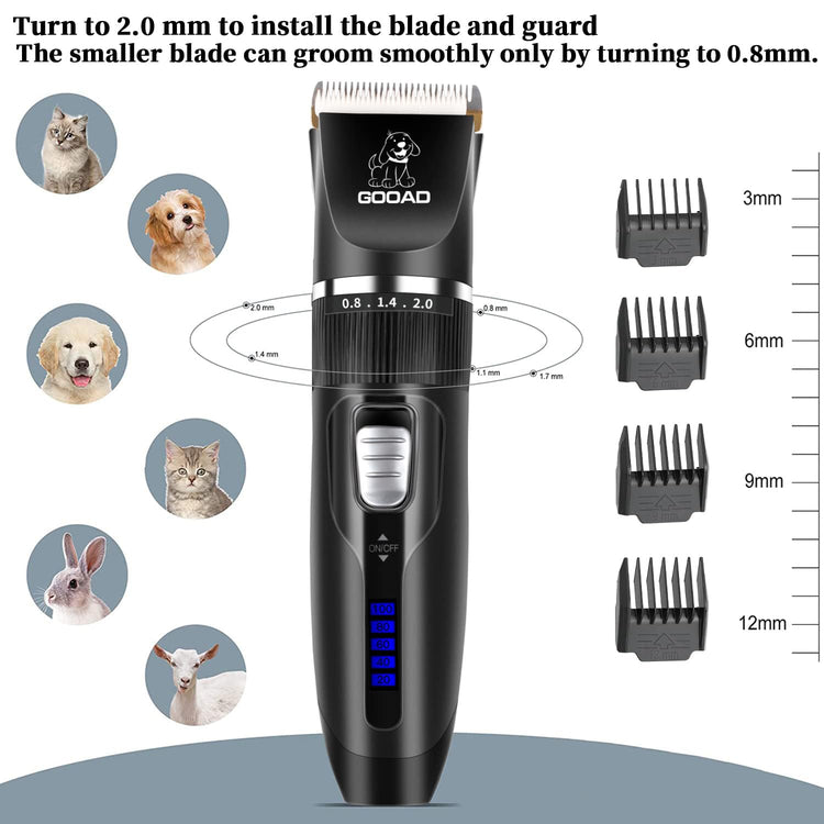 Dog Clippers for Grooming,Dog Grooming Kit for Heavy Thick Hair&Coats/Low Noise Rechargeable Cordless Hair Trimmer/Pet Shaver with Paw Trimmer for Small & Large Dogs Cats