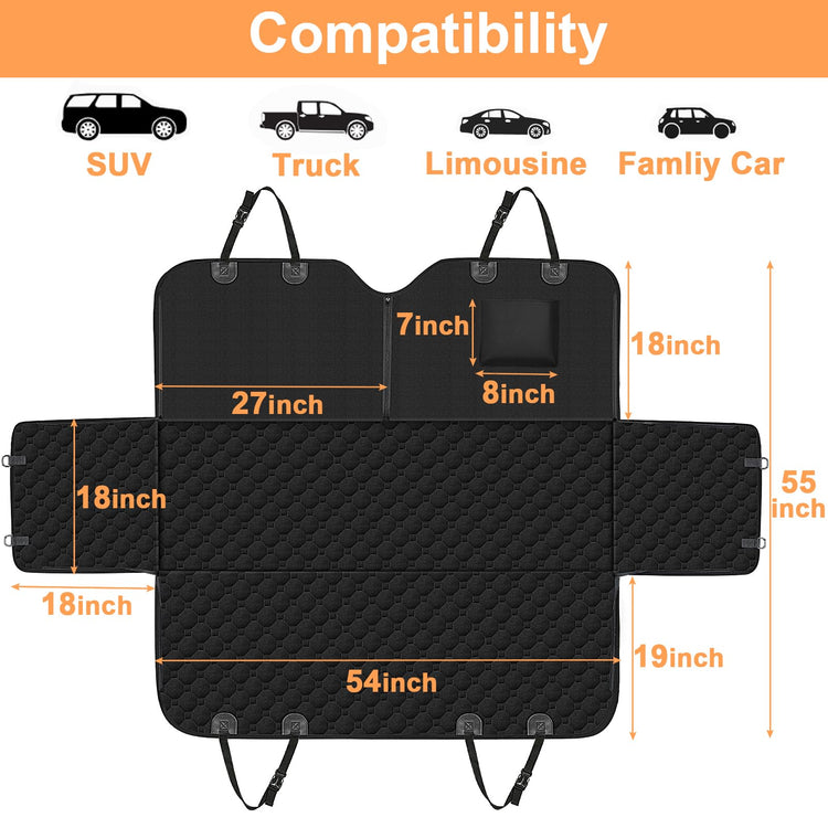 Mancro Dog Car Seat Cover for Back Seat, 2026 Upgraded 600D Heavy Duty Waterproof & Scratch-Resistant Dog Hammock for Car, Back Seat Pet Cover for Dogs with Sedan, Trucks and SUVs, Standard, Black