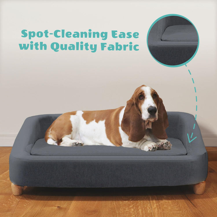 CRITTER SITTERS 33” Faux Suede Ped Bed in Brown, Durable Washable Sofa Couch for Small & Medium Cats & Dogs, Must Have Accessory for Yorkies, Shih Tzus & Frenchies, Kitten & Puppy Essential Furniture