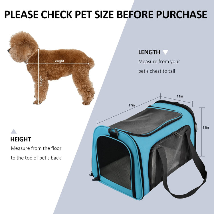 Henkelion Cat Carriers Dog Carrier Pet Carrier For Small / Medium Cats Dogs Puppies (Up To 15lbs), TSA Airline Approved Small Dog Carrier Soft Sided, Collapsible Waterproof Travel Puppy Carrier - Grey