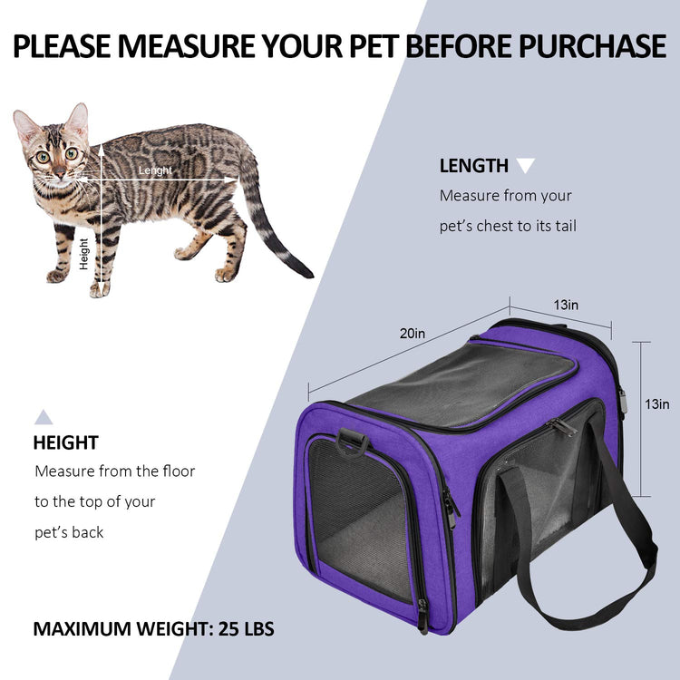 Henkelion Cat Carriers Dog Carrier Pet Carrier For Small / Medium Cats Dogs Puppies (Up To 15lbs), TSA Airline Approved Small Dog Carrier Soft Sided, Collapsible Waterproof Travel Puppy Carrier - Grey