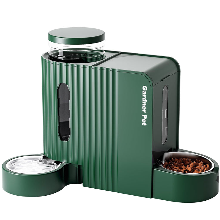 Gardner Pet Automatic Gravity Cat Food Feeder and Water Dispenser Stainless Steel Two-in-One Set Large Capacity Dispenser for Pets Dogs, Puppies, Kittens-(0.8 Gallons x 2)