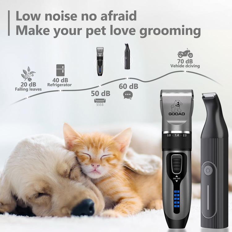 Dog Clippers for Grooming for Heavy Thick Hair&Coats,Low Noise Hair Trimmer,Rechargeable Cordless Pet Shaver, Dog Grooming Kit with Paw Trimmer Nail Grinder for Small Large Dogs