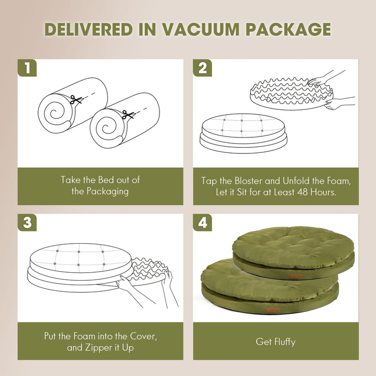 ClevaHome Cat Dog Bed for Small Pets up to 15lbs - Round Cat Beds for Indoor Cats, Machine Washable Comfortable Pet Bed for Puppy and Kitten with Non-Slip Bottom (Washed Green)