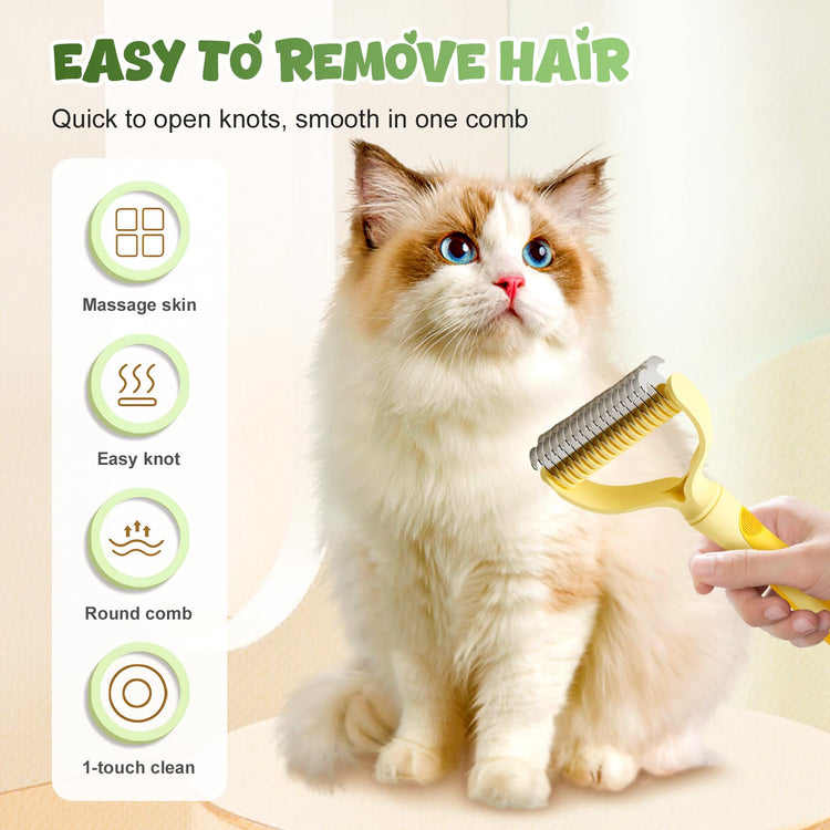 Double-Sided Pet Grooming Brush for Dogs and Cats, 2026 New Dog Deshedding Brush, Dematting Comb Removes Tangles Knots and Loose Fur, Ergonomic Pet Grooming Tool (Blue)