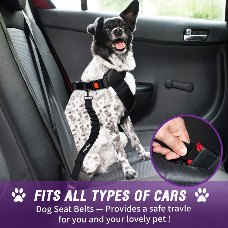 COOYOO Dog Seat Belt, Durability Retractable Dog Car Harness Adjustable Dog Seat Belt for Vehicle Nylon Pet Safety Seat Belts Heavy Duty & Elastic (1 Pack Black)
