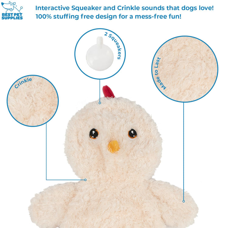 Best Pet Supplies Interactive Squeaky Dog Chew Toy, Ideal Dog Toys for Chewers, Small, Medium & Large Dogs, and Fetch Lovers - Crinkle Duck (Light Pink), Large