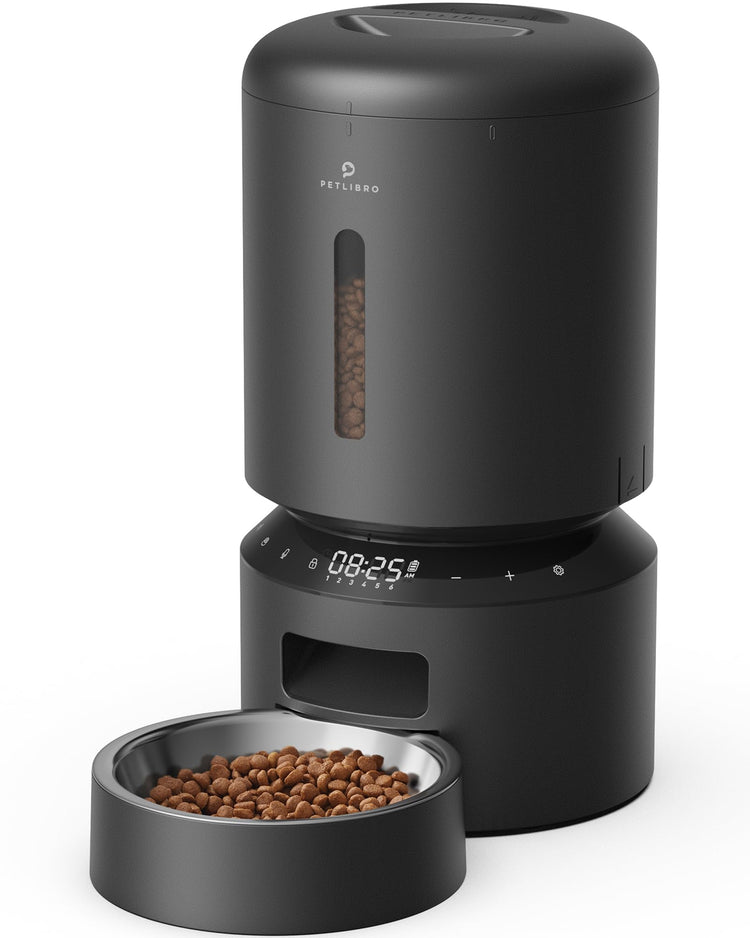 PETLIBRO Automatic Cat Feeder, Automatic Dog Food Dispenser with Freshness Preservation, 5L Timed Pet Feeders for Dry Food, Up to 6 Meals Per Day, Granary 5L Basic Button Type White