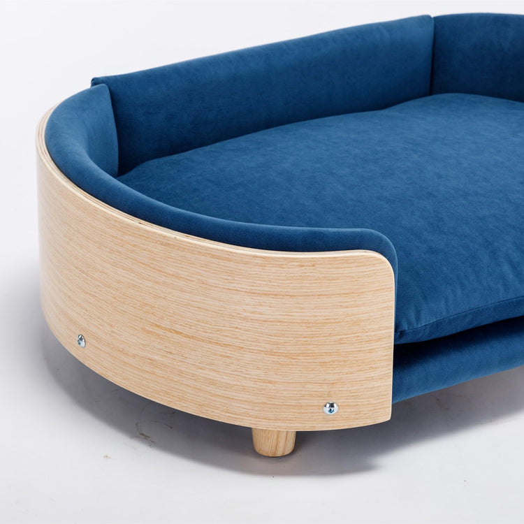 Dog Sofa, Dog Beds with Removable Cushion Pet Sofa with Solid Wood Legs and Bent Wood Back Dog Couch for Dogs and Cat-Small Light Grey