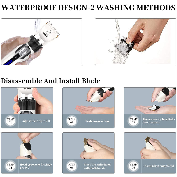 Dog Clippers for Grooming,Dog Grooming Kit for Heavy Thick Hair&Coats/Low Noise Rechargeable Cordless Hair Trimmer/Pet Shaver with Paw Trimmer for Small & Large Dogs Cats