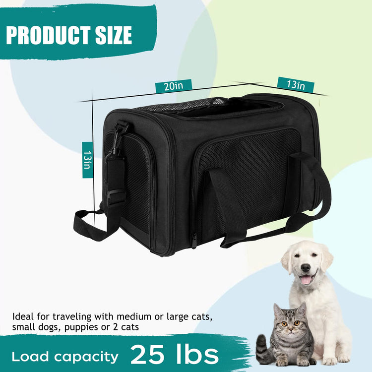 Cat, Dog Carrier for Small Medium Pet Carriers Up to15Lbs, Cats Carrier Soft- Sided Puppy Dogs Bag Portable Foldable Airline Approved Carrier Travel (Green 18 * 11 * 11)