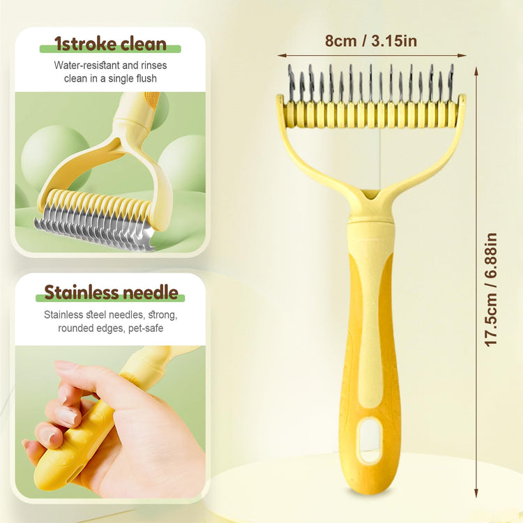 Double-Sided Pet Grooming Brush for Dogs and Cats, 2026 New Dog Deshedding Brush, Dematting Comb Removes Tangles Knots and Loose Fur, Ergonomic Pet Grooming Tool (Blue)