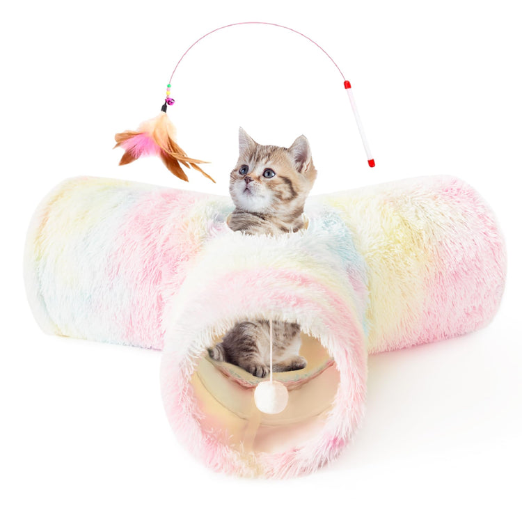 Tempcore Pet Cat Tunnel Tube Cat Toys 3 Way Collapsible, Tunnels for Indoor Cats，Kitty Bored Peek Hole Toy Ball Cat, Puppy, Kitty, Kitten, Rabbit