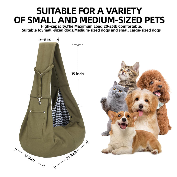 Dog Carrier Sling - Reversible Puppy Carrier Purse with Storage Pocket, Hand-Free Dog Sling Carrier for Carry Small Dogs and Cats, Travel Safety Harness, Dog and Cat Harness(Black)