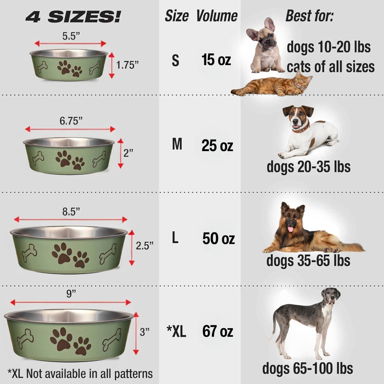 Loving Pets Bella Dog Bowls- Stainless Steel Dog & Cat Bowls - Spill Proof Dog Food Bowl, Cat Bowl, Puppy Essentials & Pet Supplies Great for Home & Travel (Medium 20-35 lbs, Blueberry)