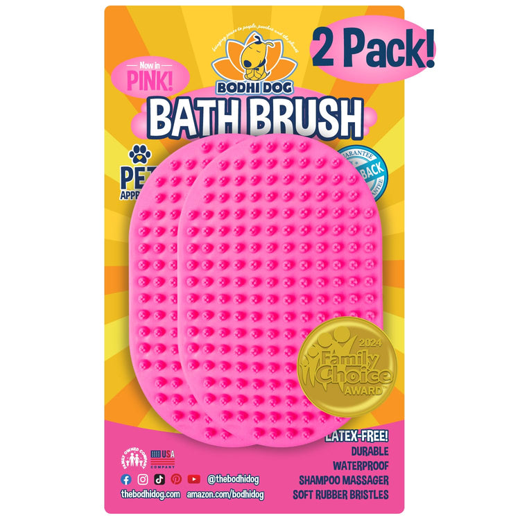 Bodhi Dog Shampoo Brush - Pet Grooming & Bath Supplies for Dogs and Cats - Bath Brush for Long & Short Hair - Premium Scrubber for Shower, Bathing & Massage (One Pack, Silver Glitter)