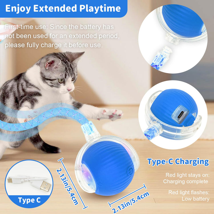 Interactive Cat Toys for Indoor Cats Smart Automatic Ball Rolling for Bored Kitten Pet Upgraded Speedy Moving Chase Dogs Toy Mothers Day Gifts Red
