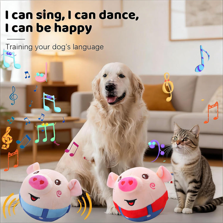 Interactive Dog Toys,Active Moving Pet Plush Toy,2026 New shaking dog ball pig dog toy Interactive Dog Ball with song Squeaky Moving Dog Ball Toy,Rechargeable Toys to Keep Them Busy Dog Toys(Blue Pig)