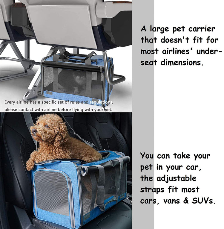 GAPZER Pet Carrier for Large Cats, Soft-Sided Cat Carrier for Medium Big Cats and Puppy up to 20lbs, Washable Dog Carrier Privacy Protection for Home Outdoor Travel