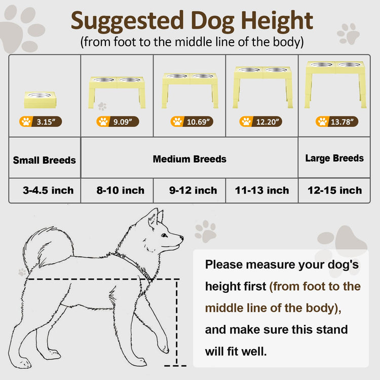 XIAZ Elevated Dog Bowls Large Breed Raised Dogs Bowl Stand Large/Medium Sized Dog Stainless Steel Food Water Bowl Stands 5 Heights Adjustable 9/11/12/14in Black Pet Feeder Dish Station