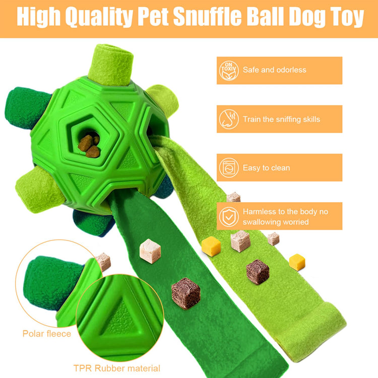 Dog Snuffle Ball-Interactive Puzzle Dog Toys Encourage Natural Foraging Skills Slow Feeder for Training and Stress Relief, Cloth Strip Hiding Food Chew Toys with Squeaky Carrot Toy for Any Size