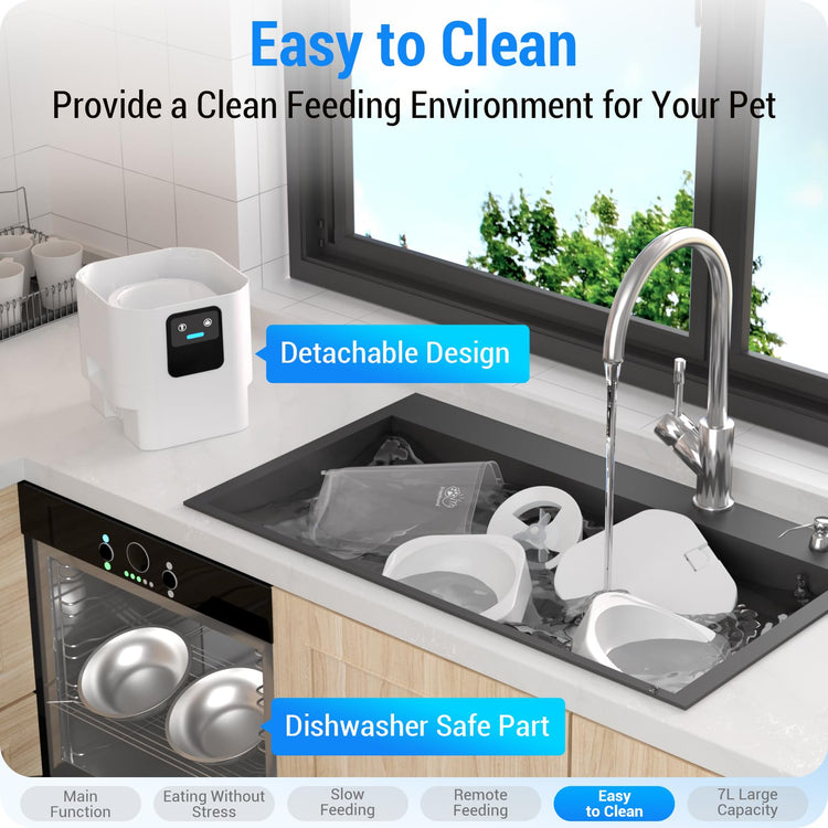 Frienhund Timed Automatic Cat Feeder 2 Cats with Slow Feed: Dual Automatic Dog Feeder with Information Visualization, Programmable Auto Cat Food Dispenser for Multiple Pets,Detachable for Clean-29 Cup