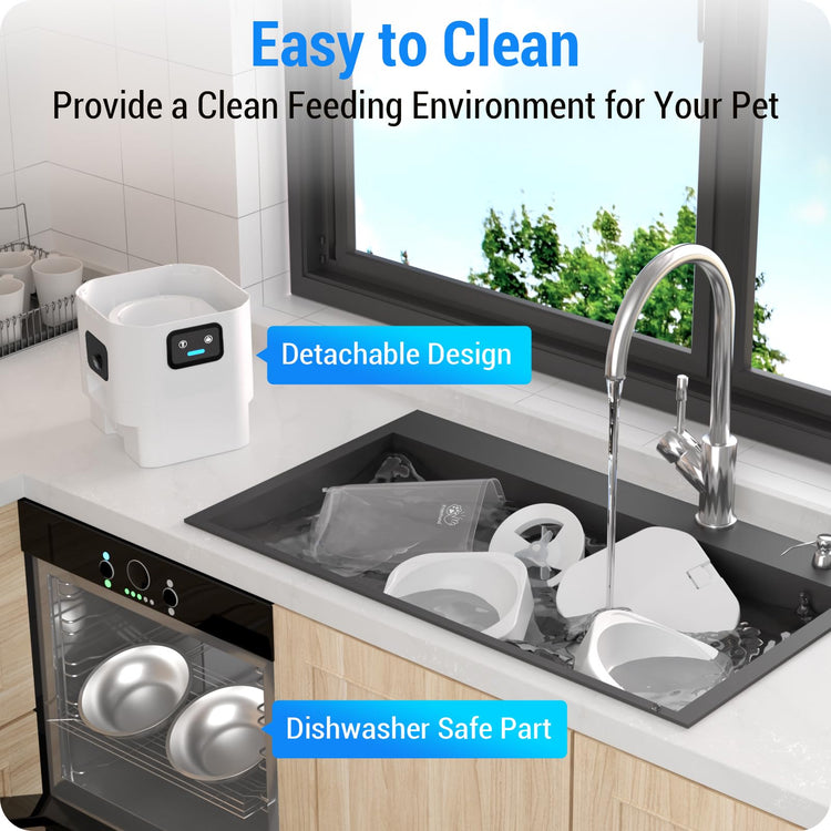 Frienhund Automatic Cat Feeder with 2K Camera: 5G WiFi Automatic Dog Feeder with Night Vision,Cat Food Dispenser with 7L Large Food Storage Container for Multiple Pet,Detachable for Easy Clean -29 Cup